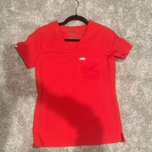 Bright red Figs scrub top
